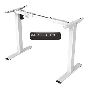 FlexiSpot E1 - Escritorio eléctrico de pie (altura ajustable, 2 etapas, con soporte de acero resistente, teclado inteligente con memoria automática) Desk frame|White